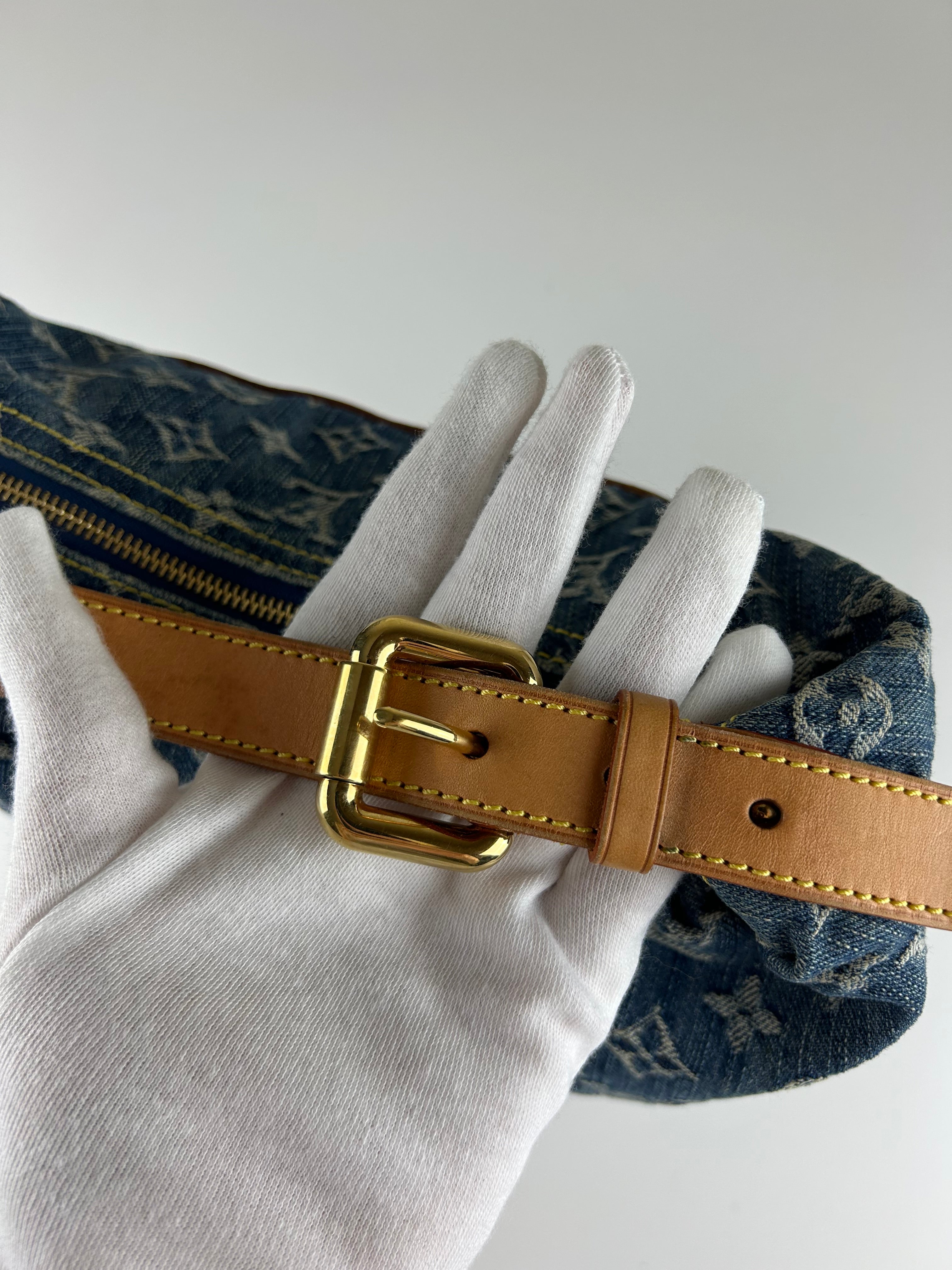 LOUIS VUITTON 2006 DENIM BAGGY MONOGRAM SHOULDER BAG