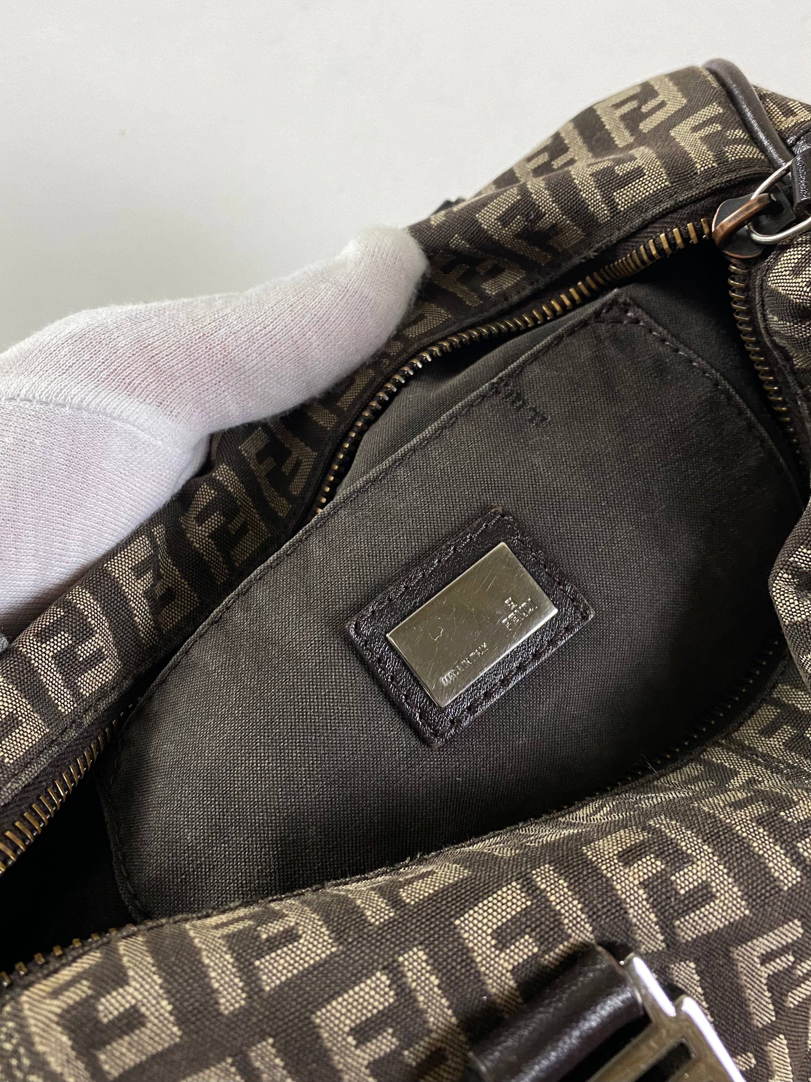 FENDI 1990S ZUCCHINO CANVAS BOSTON HAND BAG