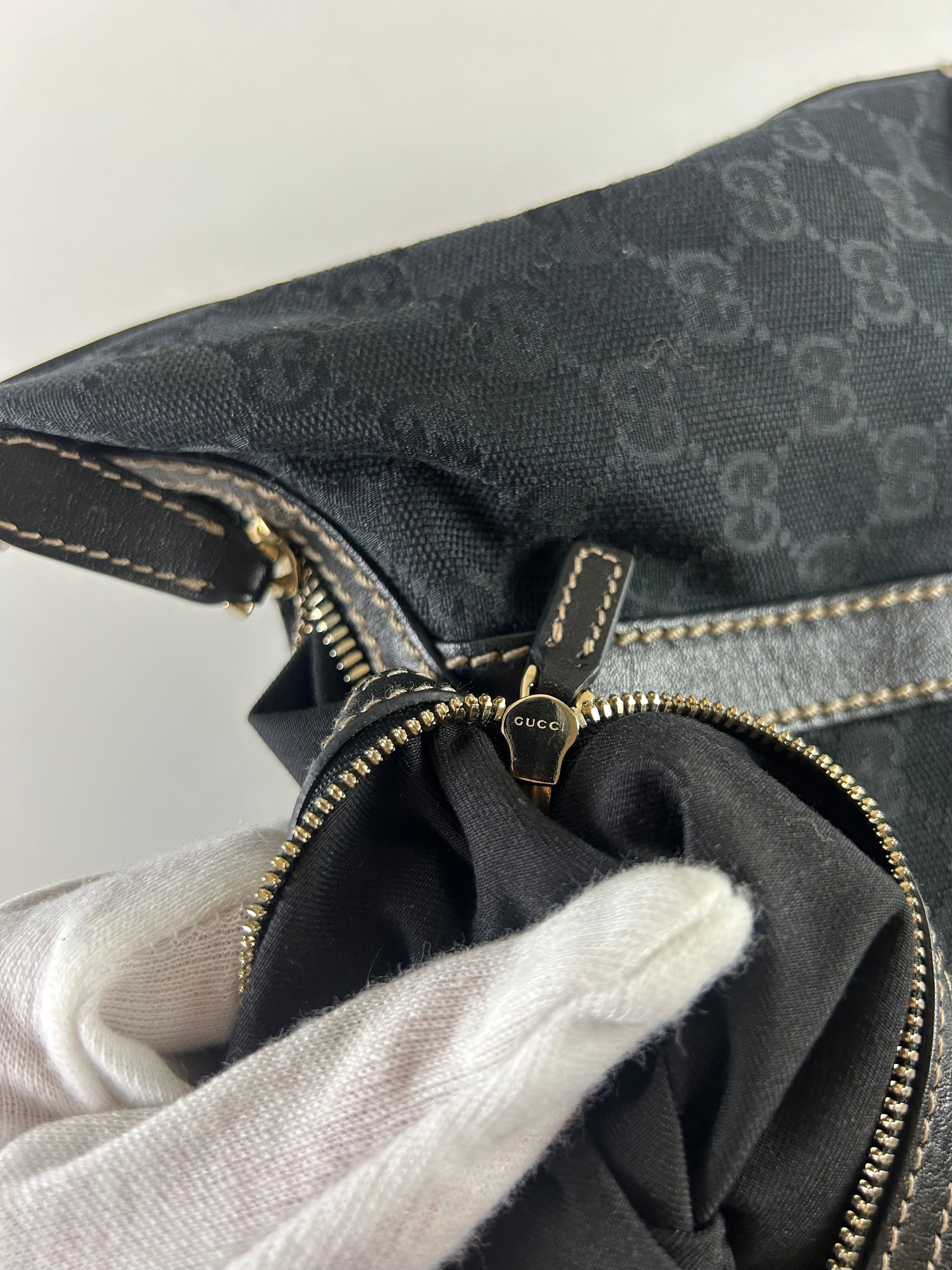 GUCCI GG CHIEF HOBO CANVAS CONTRAST STITCHED BAG