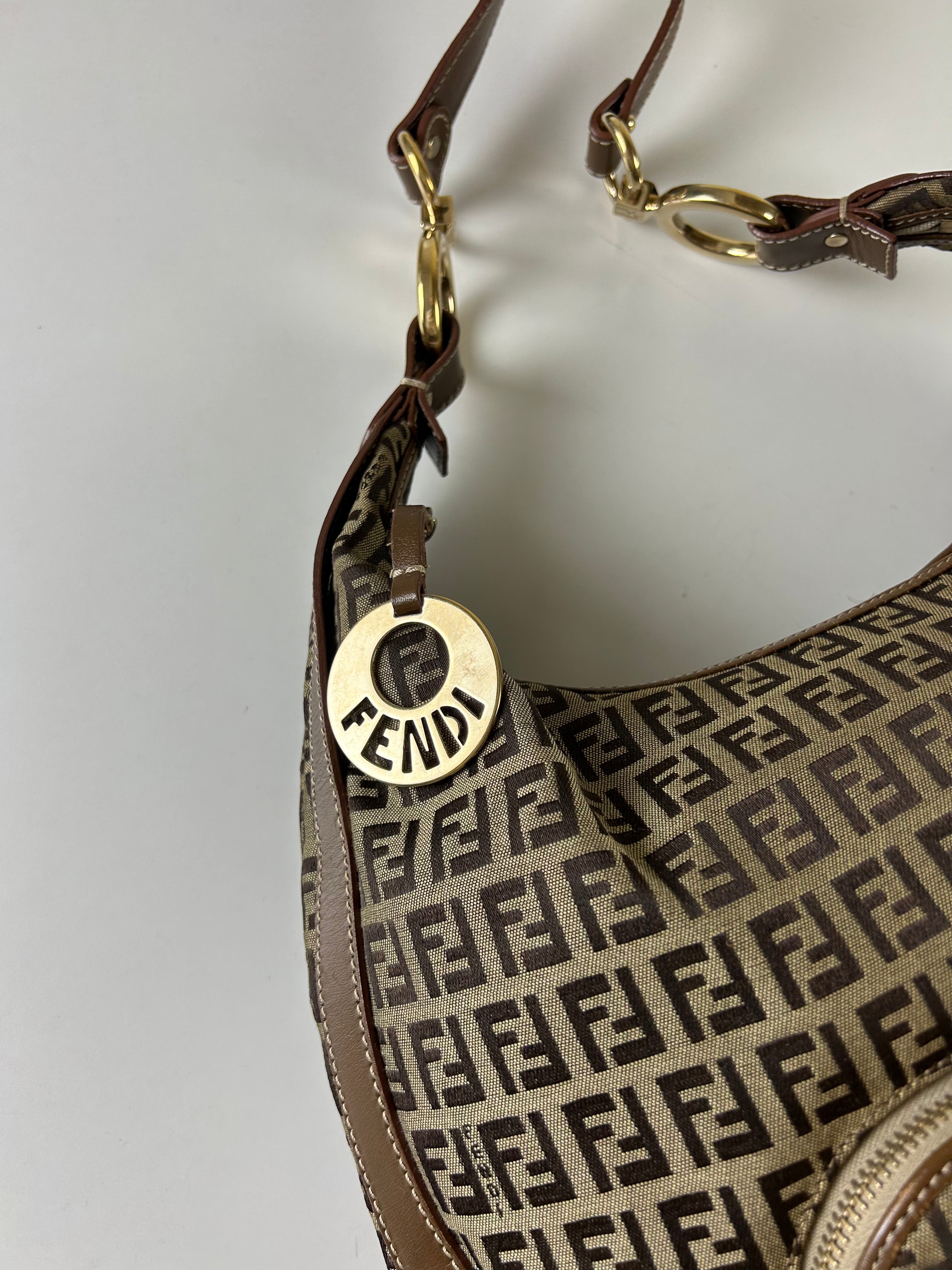 FENDI 2000S ZUCCHINO CHIEF HOBO SHOULDER CANVAS BAG