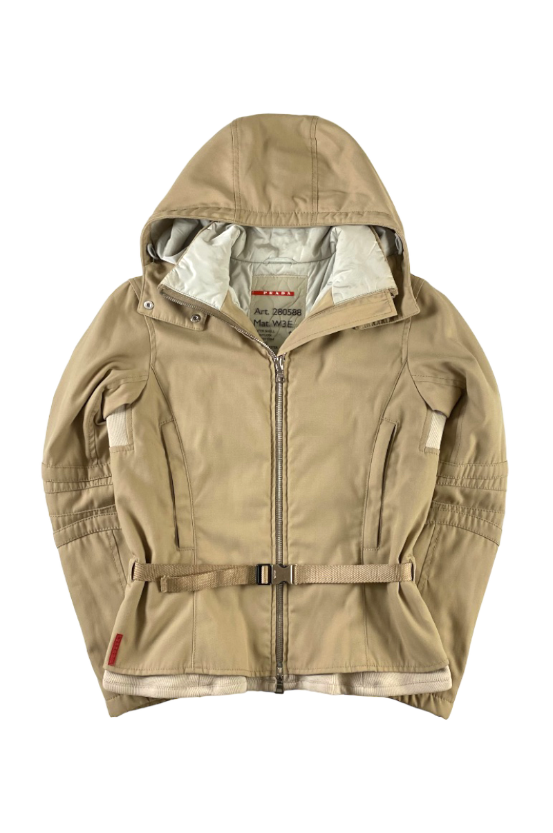 PRADA SPORT 2000'S PADDED BIKER STYLE BELTED SKI JACKET [M]