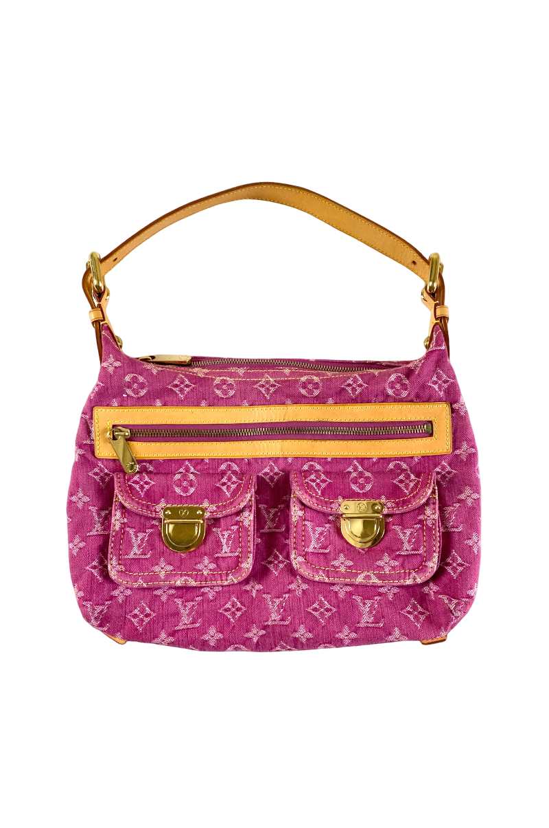 LOUIS VUITTON 2006 BAGGY FUCHSIA DENIM SHOULDER BAG