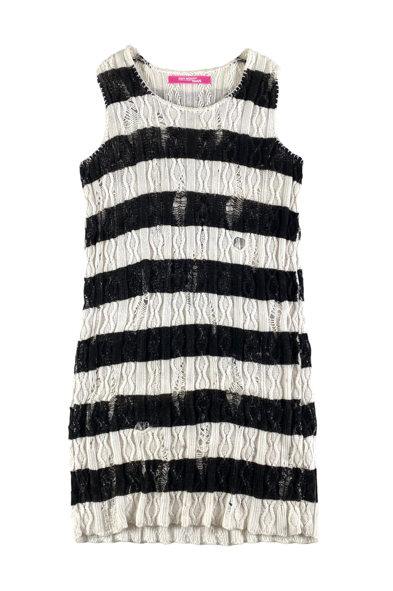 JUNYA WATANABE X COMME DES GARCONS FISHNET STRIPED TUNIC [S]