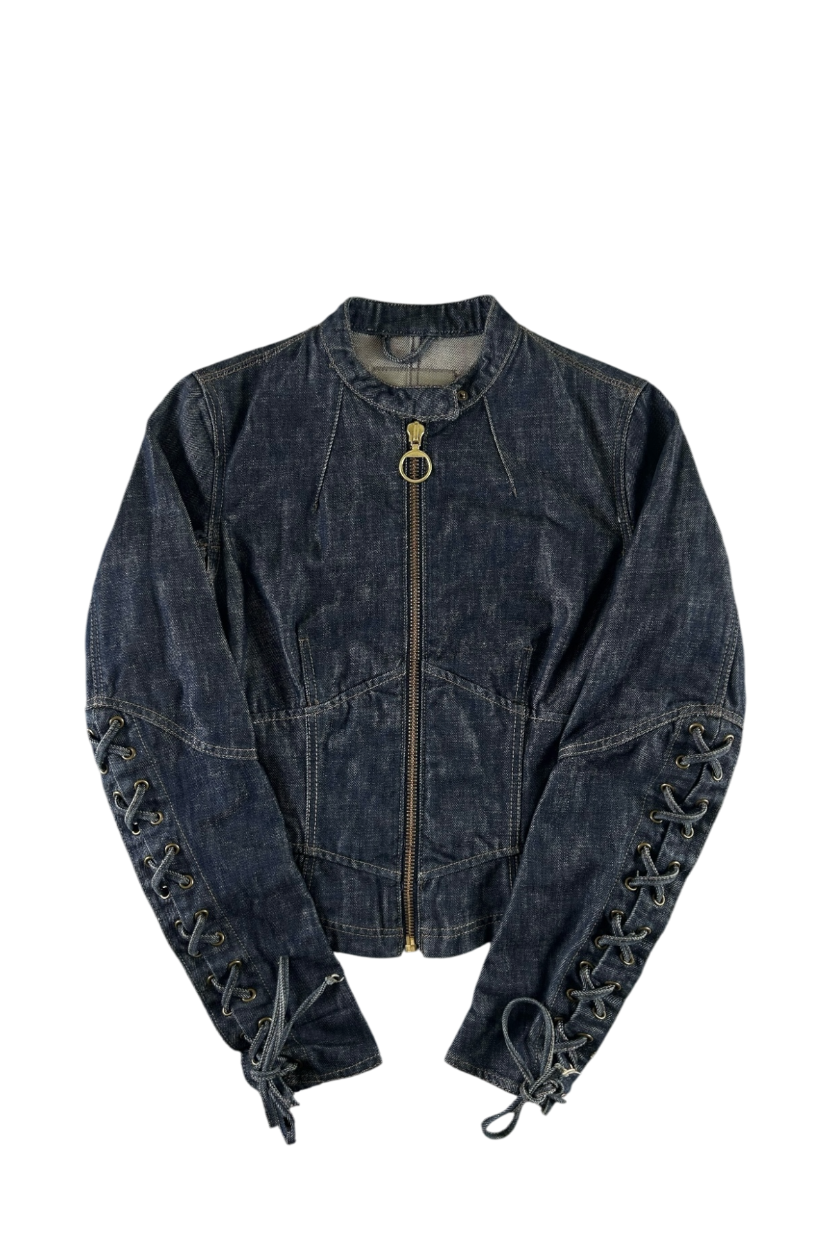 PRADA SPORT 2000'S DENIM LACE UP BIKER JACKET [M]